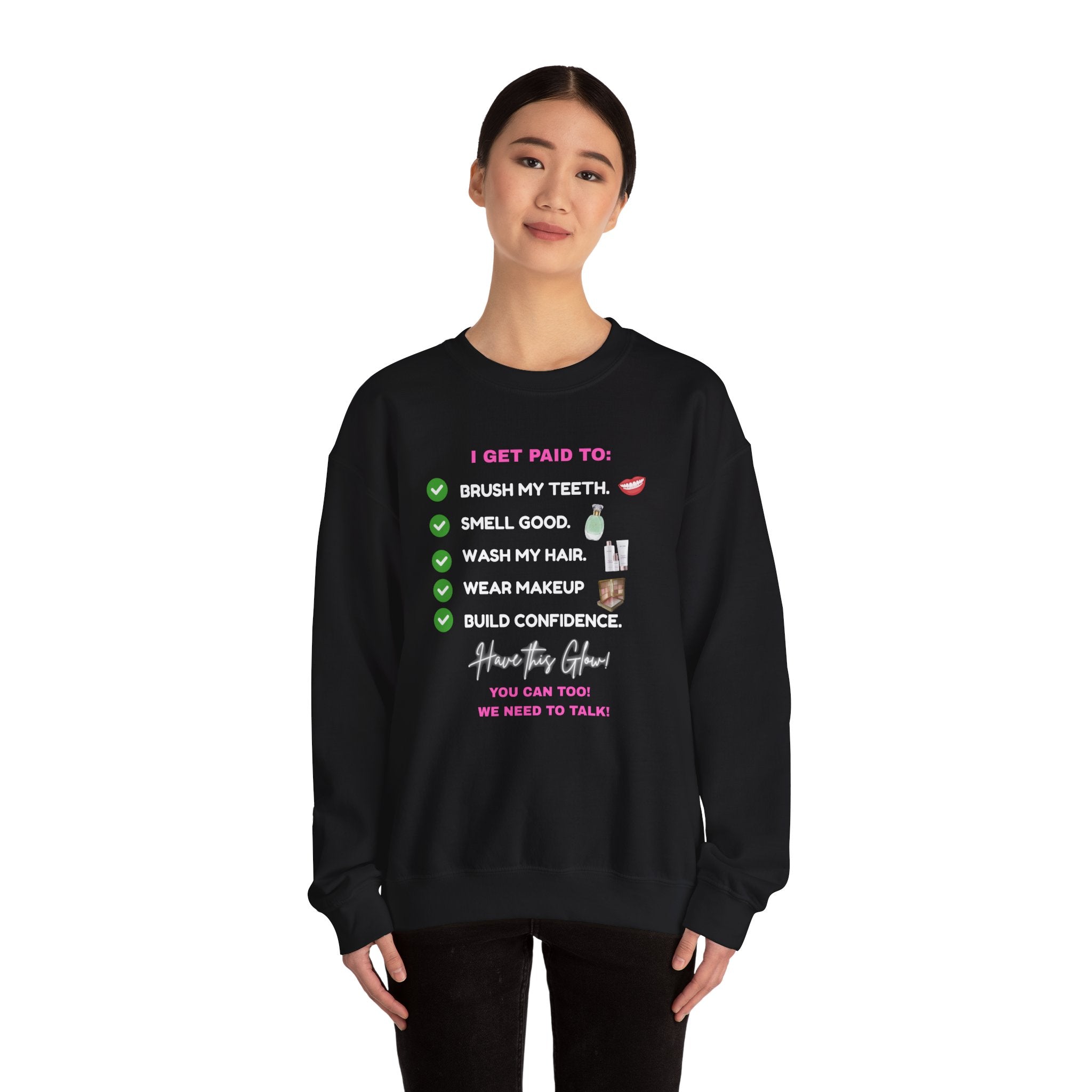 I get paid to... White Font Unisex Heavy Blend™ Crewneck Sweatshirt