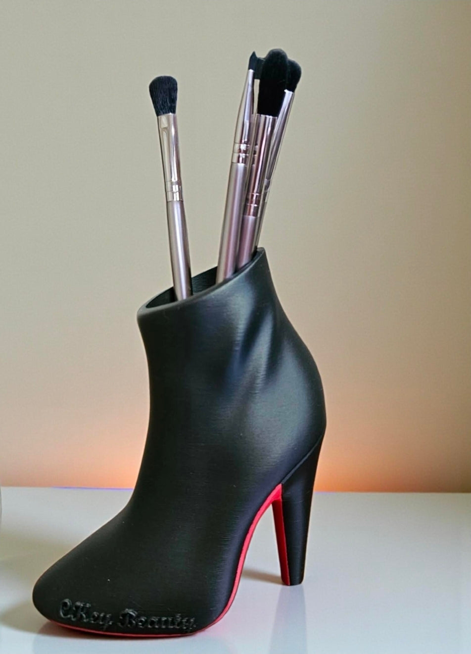 Red bottom Bootie Heel Shoe makeup brush holder (Instructions in description)