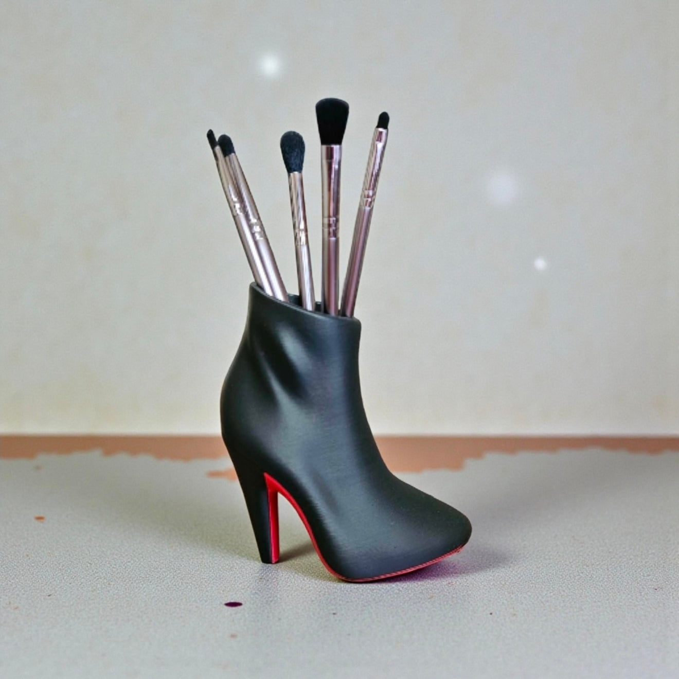 Red bottom Bootie Heel Shoe makeup brush holder (Instructions in description)